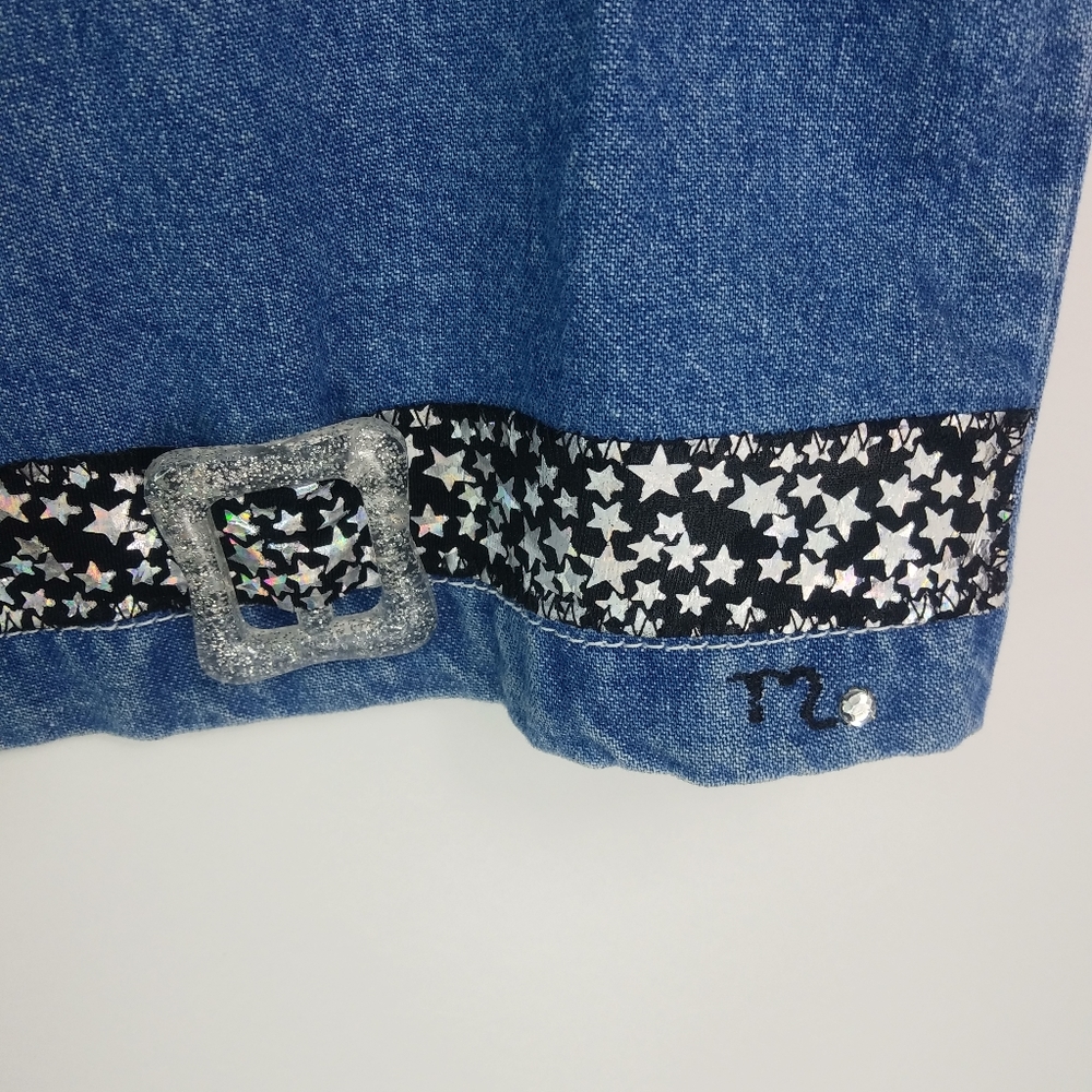 MARSHA 14 Big Girls Silver Leopard Star Jeans Zip Vest Kids - Picture 2 of 11